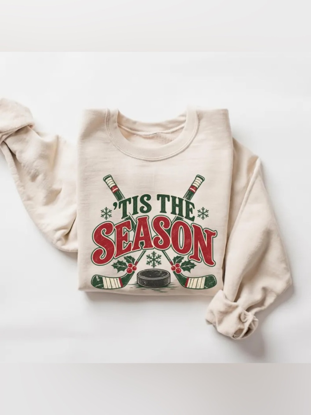 Tis The Season Hockey Sweatshirt, Coho Aesthetic Holiday Rink Mon Graphic Tee